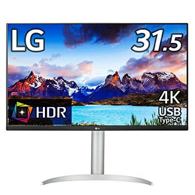 【中古】 LG モニター ディスプレイ 32UP550-W 31.5インチ/4K/VA非光沢/HDR/USB Type-C,HDMI×2,DisplayPort/スピーカー/FreeSync/ブルーライト低減、フリッカーセーフ/ピボット、高さ調節/安心・無輝点保証