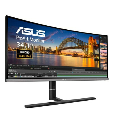 【中古】 ASUS 34インチ湾曲 クリエイター向けモニター ProArt PA34VC (間無輝点交換保証/IPS/UWQHD/1900R曲率/HDR10/100% sRGB/ΔE<2/ハードウェアキャリブレーション/Thunderbolt 3/100Hz)｜ベアホームズ