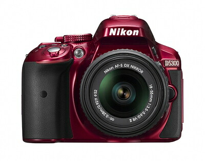 【中古】 Nikon デジタル一眼二眼レフ写真機 D5300 18-55粍 VR II 水晶体一揃いの道具 赤いこと 2400万絵素 3.2型液晶 D5300LK18-55VR2RD