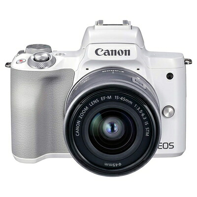 【中古】 Canon ミラーレス一眼カメラ EOS Kiss M2 標準ズームレンズキット ホワイト KISSM2WH-1545