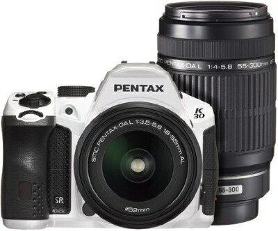 【中古】 PENTAX デジタル一眼一眼レフ写真機 K-30 ダブルズームキット [DAL18-55粍・DAL55-300粍] 結晶白いこと K-30WZK C-WH 15694
