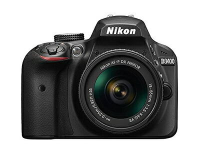 【中古】 ニコン D3400 デジタル一眼二眼レフ写真機 AF-P DX NIKKOR 18-55粍 f/3.5-5.6G VR水晶体付き添い人 黒いこと (御墨付きリファービッシュ品)