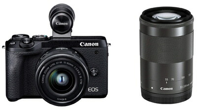 【中古】 Canon ミラーレス一眼カメラ EOS M6 Mark II ダブルズームEVFキット ブラック EOSM6MK2BK-WZEVFK