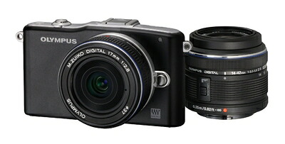 【中古】 OLYMPUS ミラーレス一眼 PEN mini E-PM1 ツインレンズキット ブラック E-PM1 TKIT BLK 38,078円