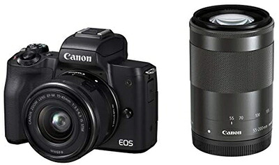 【中古】 Canon ミラーレス一眼カメラ EOS Kiss M ダブルズームキット ブラック EOSKISSMBK-WZK｜ベアホームズ