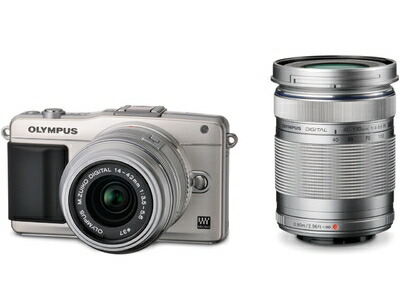【中古】 OLYMPUS ミラーレス一眼 PEN mini E-PM2 ダブルズームキット シルバー E-PM2 DZKIT SLV