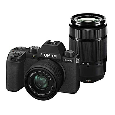 【中古】 富士フイルム(FUJIFILM) 銀鏡レスデジタルカメラ X-S10 W望遠レンズ一揃いの道具 F X-S10LK-1545/50230 黒いこと