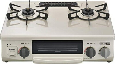 【中古】 リンナイ 3つの「楽になること」新積み上げる【気のきくコンロ】 幅約56珊 左強火力 皮膚軟化剤ベージュ 都市屁っ放り12A/13A KG34NBEL(13A)