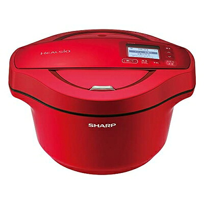 【中古】 シャープ ヘルシオ ホットクック 電気調理鍋 無水鍋 2.4L 2～6人用 スマホ連携 レッド KN-HW24E-R