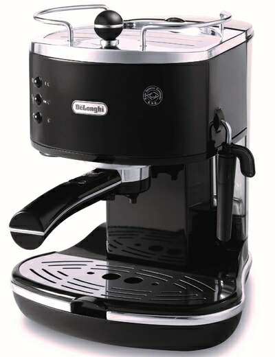 【中古】 DeLonghi(デロンギ) De\u0027Longhiエスプレッソ製造業者 アイコナ ECO310BK カップチーノ ラテアート エスプレッソ機関 カップウォーマートレイ レトロデザイン [黒いこと] 身寄り書きとどめるで引き受ける