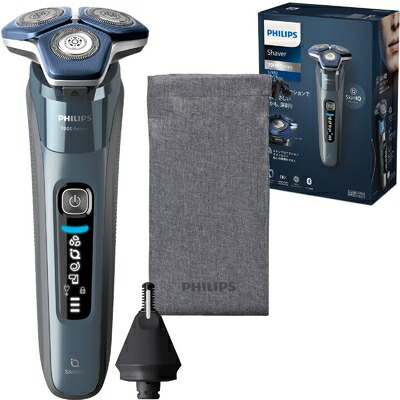 【中古】 【202モデル】Philips(フィリップス) 7000 シリーズ メンズ 回転式 充電式 電動シェーバー 電気シェーバー 髭剃り 45枚スティールプレシジョン刃・360-Dフレックスヘッド S7882/16 アイスブルー