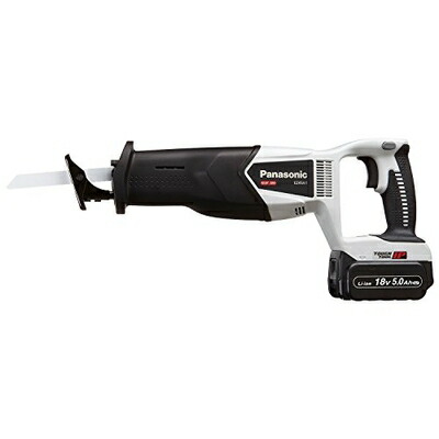 【中古】 パナソニック 申し受けるレシプロソー EZ45A1 デュアル(14.4V/18V相応う)金属元素管Φ130粍用木235粍 18V大電気容量5.0Ah蓄電池容器に並べる×2個・申し受ける器・容れもの付 引き切り 薄墨色EZ45A1LJ2G-H