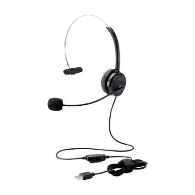 【中古】 エレコム(ELECOM) ヘッドセット USB オーバーヘッド 有線 片耳 30mmドライバ ブラック HS-HP29UBK