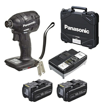 【中古】 パナソニック 充電インパクトドライバー 18V 5.0Ah 電池パック×2個/充電器/ケース付 デュアル (14.4V/18V対応) 小型全長118ｍｍ IP56 EZ75A7LJ2G-B ブラック 35,370円