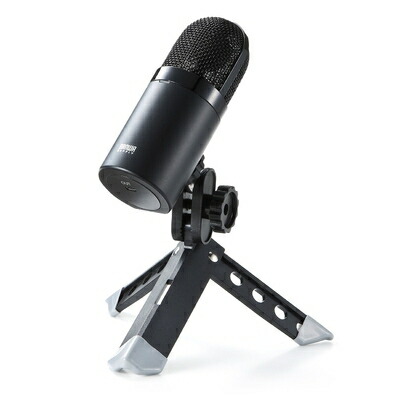 【中古】 サンワダイレクト マイク 24bit/96kHz ハイレゾ 録音【MFi認証】Lightning接続 & USB接続対応 単一指向性 400-MC010