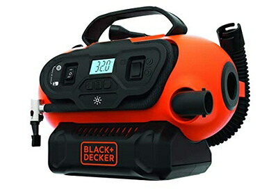 【中古】 ブラックアンドデッカー(BLACK+DECKER) 電動 マルチ空気入れ DIY 電動工具 エア工具 エアコンプレッサー 100V/シガーソケット/18Vバッテリー 3種電源対応 自動停止機能 高容量モード搭載 BDCINF18B｜ベアホームズ
