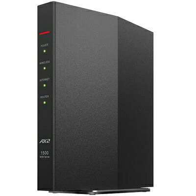 【中古】  緩衝装置置き目 無線LAN ルータ 無線電話ローカルエリアネットワーク Wi-Fi 6 11ax / 11ac AX1500 1201+300Mbps Easy Mesh 日本製造会社 【 iPhone 15 / 14 / iPhone SE (第三時人) / Nintendo Switch / なおなお書き5 動くこと見さだめる済み 】 エコ包み WSR-1500AX2S/NBK