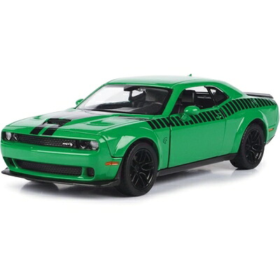 【中古】 Motormax 2018 Dodge Challenger SRT ヘルキャット ワイドボディグリーン ブラックストライプ GTレーシングシリーズ 1/24 ダイキャストモデルカー 73786 大人用 ユニ
