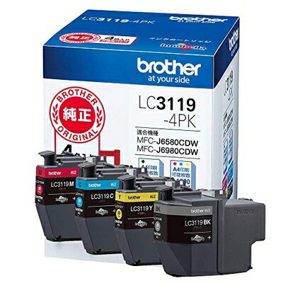 【中古】 ブラザー工業 【brother純正】インクカートリッジ4色パック(大容量) LC3119-4PK 対応型番:MFC-J6983CDW、MFC-J6583CDW、MFC-J5630CDW 他 12,793円