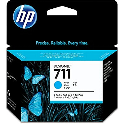 【中古】 日本HP HP711インクカートリッジ シアン29ml×3 CZ134A