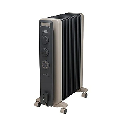 【中古】 De'Longhi (デロンギ) オイルヒーター ヴェルティカルド RHJ21F0812-GY 電気ヒーター ゼロ風暖房 静音 乾燥しにくい 表面温度約80℃ 燃料補充不要 安全プラグ [8-10畳] [シダーグレー] デロンギファミリー登録で5年