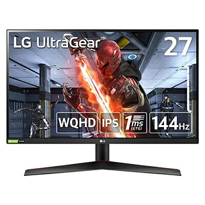 【中古】 LG フレームレス ゲーミングモニター UltraGear 27GN800-B 27インチ/WQHD(2560×1440)/IPS非光沢/144Hz/1ms(GtoG)/G-SYNC Compatible,FreeSync Premium/HDR/HDMI×2,DP/・無輝点|ベアホームズ