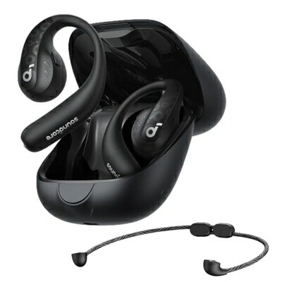 【中古】 Anker Soundcore AeroFit Pro（Bluetooth 5.3）【オープンイヤー型ワイヤレスイヤホン / 3Dオーディオ / IP55防水規格/ 最大46時間再生 / マルチポイント接続/PSE技術基準適合】ミッドナイトブラック｜ベアホームズ