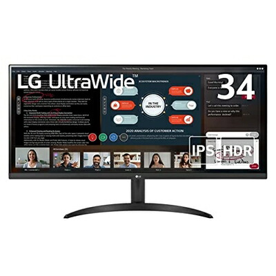【中古】 LG モニター ディスプレイ 34WP500-B 34インチ /作業効率アップ、ビジネス、プログラミング、トレーディング、グラフィック、映画、ゲーム/21:9 平面ウルトラワイド(2560×1080) / HDR/IPS非光沢 / 75Hz/ FreeSync/ブルーライト低減、フリッカーセー...