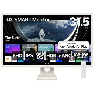 【中古】 LG スマートモニター / 32SR50F-W/MyView Smart Monitor / 31.5インチ フルHD/webOS/IPS/sRGB 99% / ハーフグレア / 5W+5Wスピーカー / AirPlay 2 / Miracast/USB Type-A/HDMI（eARC） / スリムデザイン/ 3辺フレームレス / ホワイト / 安心・無輝点