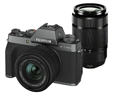 【中古】 富士フイルム(FUJIFILM) ミラーレス一眼カメラ X-T200ダブルズームレンズキット ダークシルバー X-T200WZLK-DS
