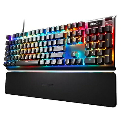 【中古】 SteelSeries ゲーミングキーボード 有線 英語配列 磁気ホール効果センサー OmniPointスイッチ 有機ELディスプレイ搭載 Apex Pro US 64626 ブラック フルサイズ｜ベアホームズ