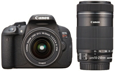 【中古】 Canon デジタル一眼二眼レフ写真機 EOS Kiss X7i ダブルズームキット EF-S18-55 IS STM/EF-S55-250 IS STM嘱する 黒いこと KISSX7I-WKIT