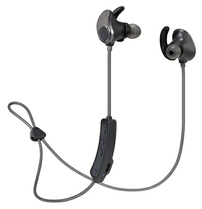 【中古】 オーディオテクニカ SONICSPORT ワイヤレスイヤホン 防水/スポーツ向け 4GBメモリ内蔵 Bluetooth リモコン/マイク付 メタリックブラック ATH-SPORT90BT BK 10,779円