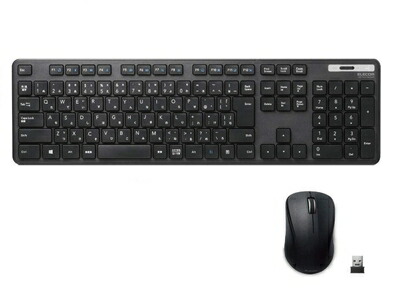 【中古】 エレコム ワイヤレスキーボード マウスセット メンブレン 薄型 フルキーボード ブラック TK-FDM110MBK