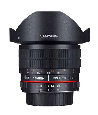 【中古】 SAMYANG 単興味の中心広角レンズ 8粍 F3.5 ソニー αA用 APS-C用 ボンネット脱着式