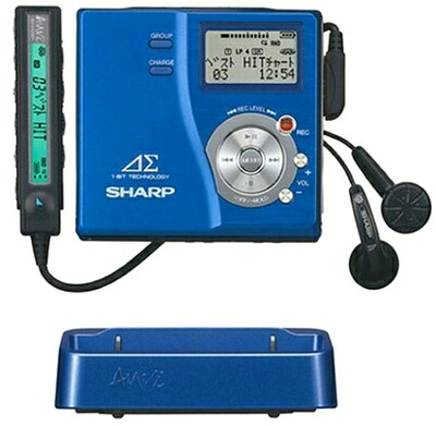 【中古】 せつ然たる 携帯型MDリコーダー 青味 アウヴィ MD-DR77-A