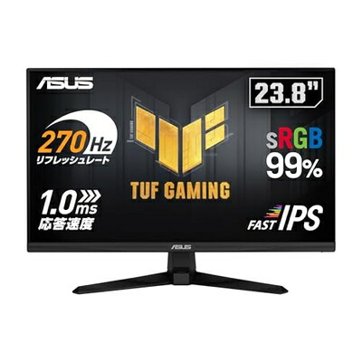 【中古】 ASUS ゲーミングモニター TUF Gaming VG249QM1A 23.8in / 270サイクル / Fast IPS/盛りだくさん固定ディスク / 1ms / 99% sRGB/FreeSync Premium / HDMIx2, DisplayPort/国内置き目品