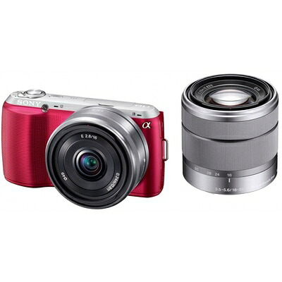 【中古】 ソニー SONY ミラーレス一眼 α NEX-C3 ダブルレンズキット E 16mm F2.8+E 18-55mm F3.5-5.6 OSS付属 ピンク NEX-C3D/P