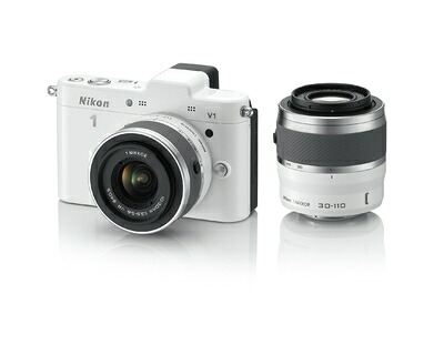 【中古】 Nikon ミラーレス一眼カメラ Nikon 1 (ニコンワン) V1 (ブイワン) ダブルズームキット ホワイト N1 V1WZ WH