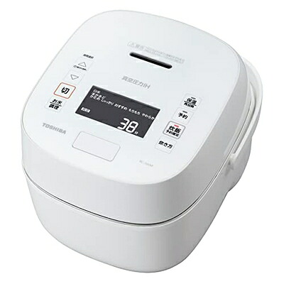 【中古】 東芝 炊飯器 5.5合 真空圧力IH ジャー炊飯器 真空保温 白米40時間 炎匠 炊き 鍛造かまど備長炭 釜 RC-10VXP(W) ホワイト