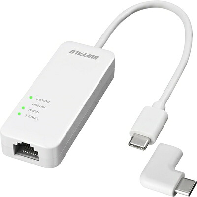 【中古】 バッファロー 有線LANアダプター Giga Type-C USB3.2(Gen1)対応 日本メーカー 【 macOS / iPhone15 / Nintendo Switch/iPad 動作確認済み 】 ホワイト LUA5-U3-CGTE-WH