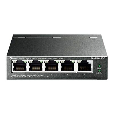 【中古】 TP-Link 5ポート ギガビット イージースマートスイッチ(4 PoE+ポート搭載)TL-SG105PE