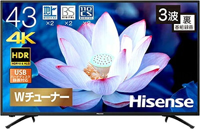 【中古】 ハイセンス 43V型 4K対応 液晶 テレビ 43F68E ダブルチューナー 外付けHDD 裏番組録画対応 HDR｜ベアホームズ