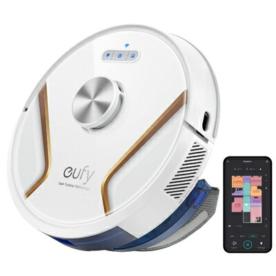 【中古】 Anker Eufy RoboVac X8 Hybrid （ロボット掃除機）【水拭き両用/世界初デュアルタービン搭載 強力吸引/AIマッピング 掃除経路確認/アプリ操作/落下・衝突防止/静音設計/自動充電/Alexa対応 / 最大24ヶ月】ホワイト