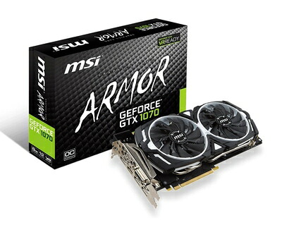 【中古】 MSI ARMOR 2X デュアルファン搭載 GeForce GTX 1070 グラフィックボード GEFORCE GTX 1070 ARMOR 8G OC｜ベアホームズ