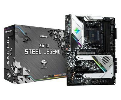 【中古】 ASRock マザーボード X570 Steel Legend AMD Ryzen 5000 シリーズ CPU ( Soket AM4 ) 対応 X570 ATX マザーボード 【品】