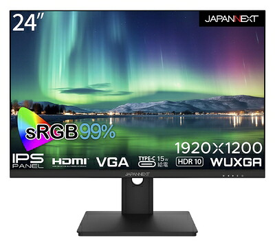 【中古】 JAPANNEXT 24in 管する WUXGA 1920x1200解像力 IPS 見せびらかす (HDMI/金棒引き内蔵/VESA相応う/ブルーライトカット) JN-IPS24WUXGAR-C