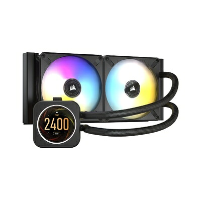 【中古】 CORSAIR 押し並べて型飾り気の無い水冷中央処理装置空調設備 240粍 iCUE H100i ELITE CAPELLIX LCD CW-9060061-WW カスタマーズ能力のあるLCD 映写幕付き添い人模範例