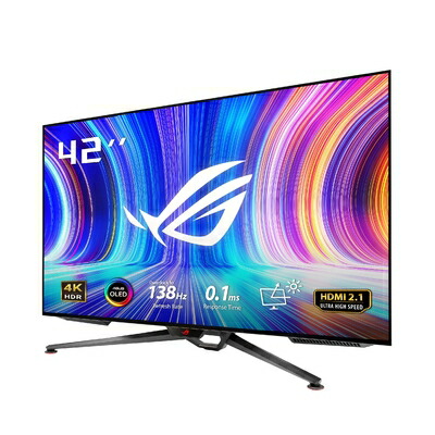 【中古】 ASUS ゲーミングモニター 有機EL ROG Swift OLED PG42UQ 41.5in/4K/138サイクル/0.1ms返事をする機敏さ/ノングレア/HDMI 2.1,DP/98% DCI-P3/カスタムヒートシンク/HDR/国内定まり品