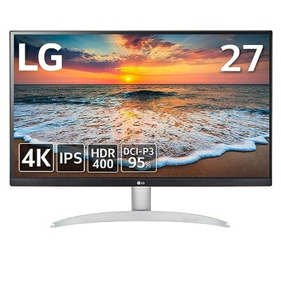 【中古】 LG モニター ディスプレイ 27UP600-W 27インチ / 4K / IPS非光沢/DCI-P3 95% / DisplayHDR400 / FreeSync/ブルーライト低減、フリッカーセーフ機能/HDMI×2、DisplayPort